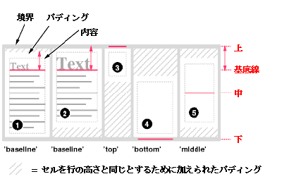 Example of vertically
aligning the cells